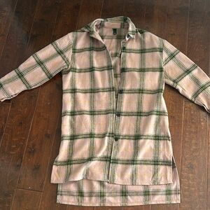 Plaid overcoat flannel style trench coat